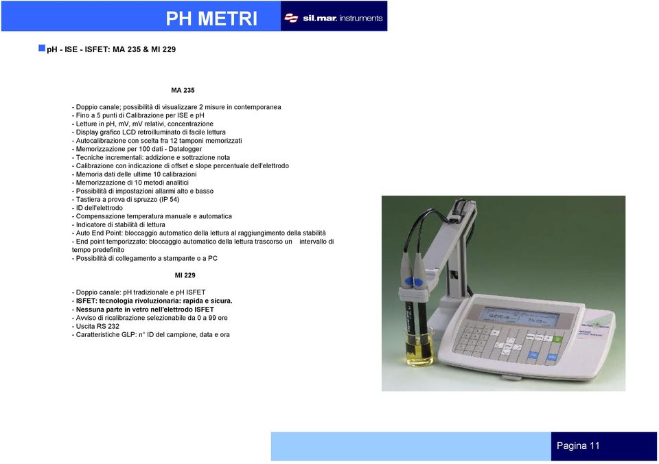 addizione e sottrazione nota - Calibrazione con indicazione di offset e slope percentuale dell'elettrodo - Memoria dati delle ultime 10 calibrazioni - Memorizzazione di 10 metodi analitici -