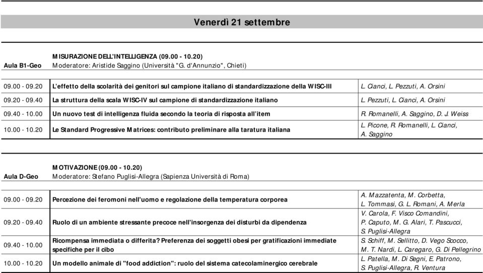 40 La struttura della scala WISC-IV sul campione di standardizzazione italiano L. Pezzuti, L. Cianci, A. Orsini 09.40-10.