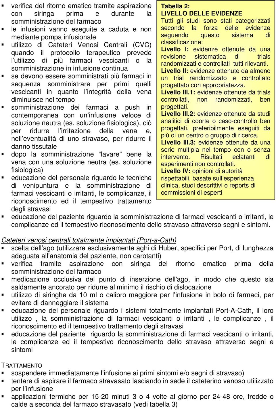 somministrare per primi quelli vescicanti in quanto l integrità della vena diminuisce nel tempo somministrazione dei farmaci a push in contemporanea con un infusione veloce di soluzione neutra (es.