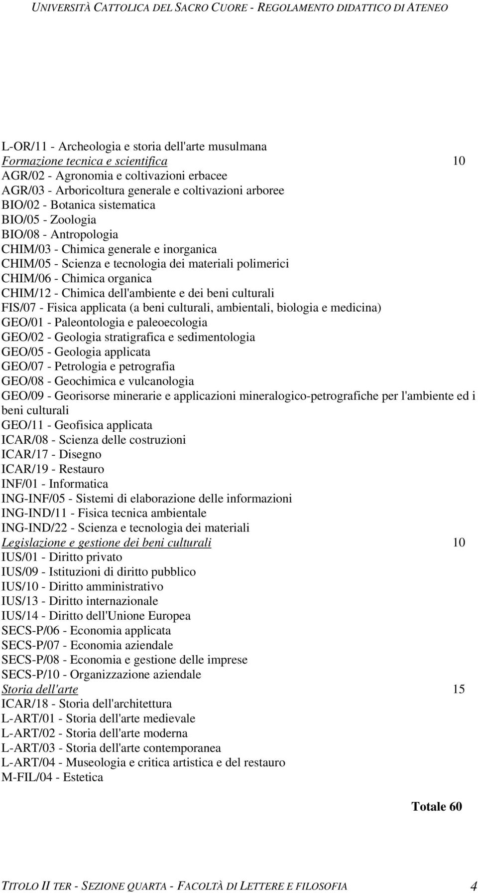 Chimica dell'ambiente e dei beni culturali FIS/07 - Fisica applicata (a beni culturali, ambientali, biologia e medicina) GEO/01 - Paleontologia e paleoecologia GEO/02 - Geologia stratigrafica e