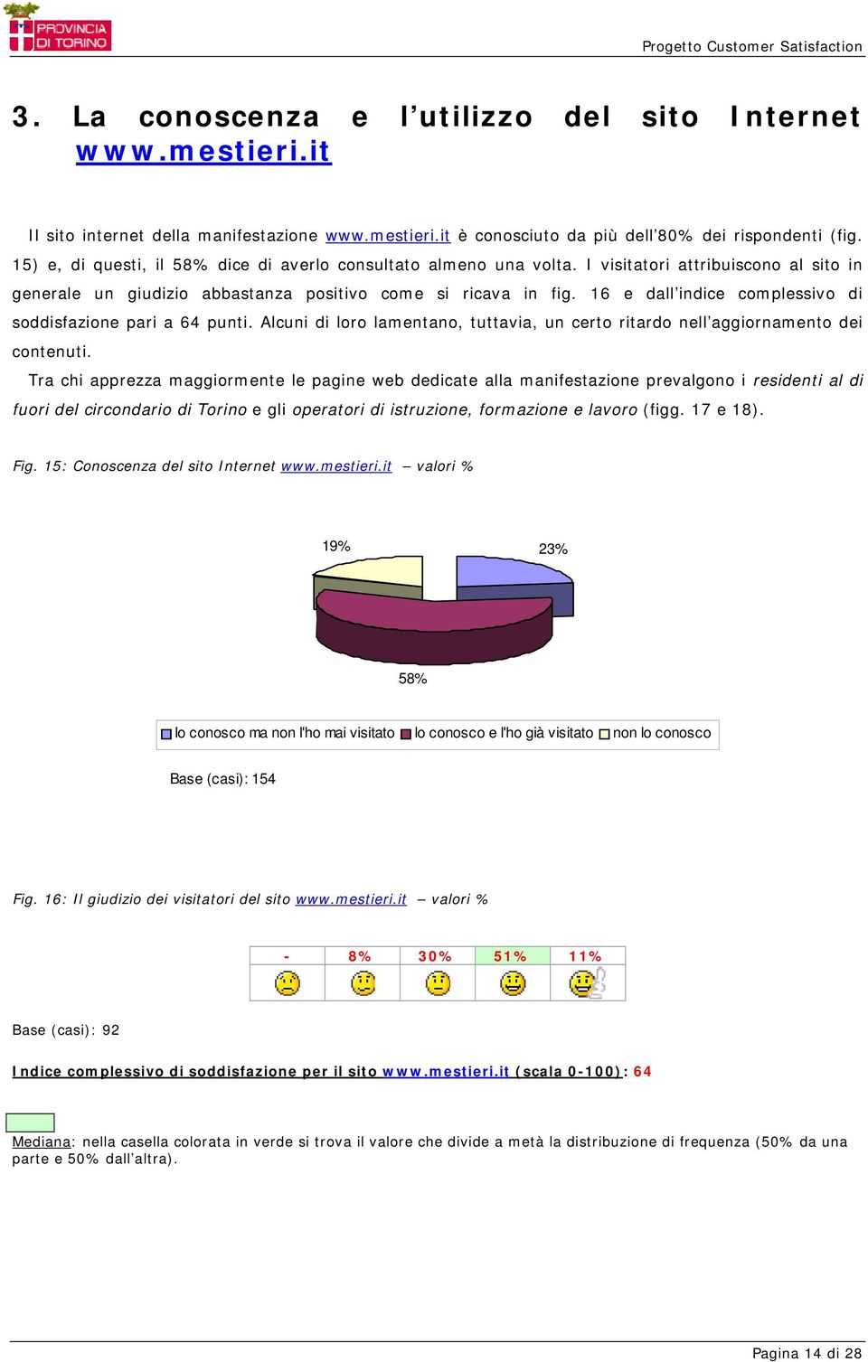 16 e dall indice complessivo di soddisfazione pari a 64 punti. Alcuni di loro lamentano, tuttavia, un certo ritardo nell aggiornamento dei contenuti.