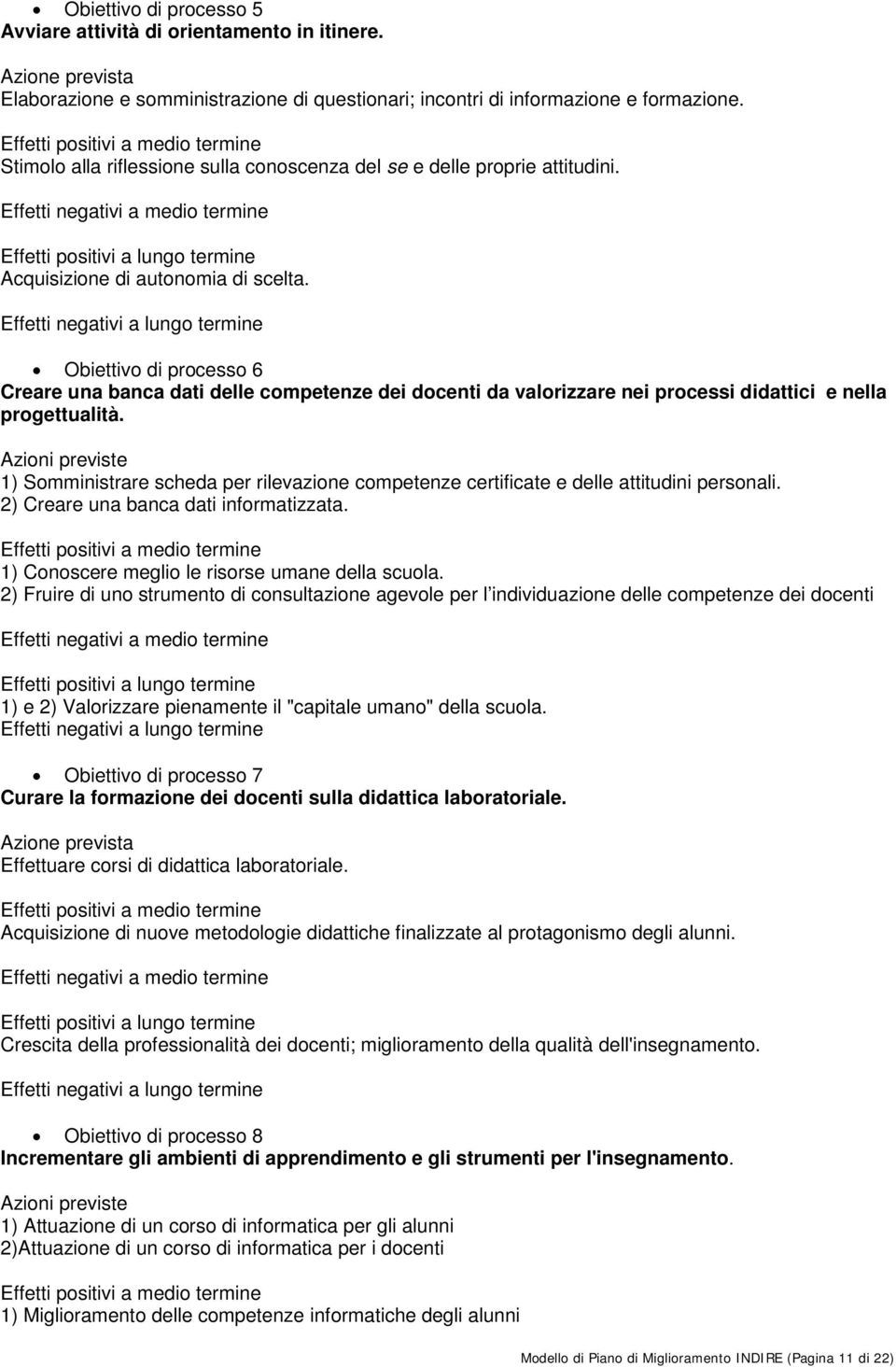 Obiettivo di processo 6 Creare una banca dati delle competenze dei docenti da valorizzare nei processi didattici e nella progettualità.