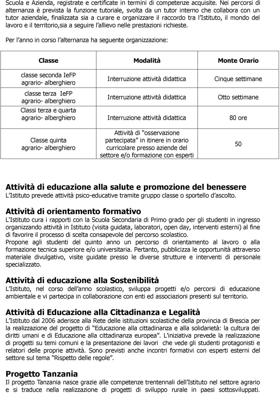 mondo del lavoro e il territorio,sia a seguire l allievo nelle prestazioni richieste.