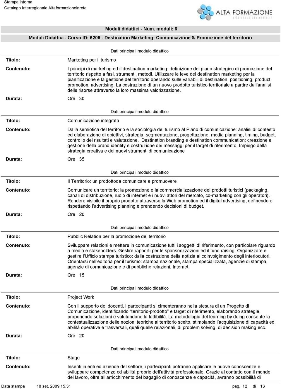 principi di marketing ed il destination marketing: definizione del piano strategico di promozione del territorio rispetto a fasi, strumenti, metodi.