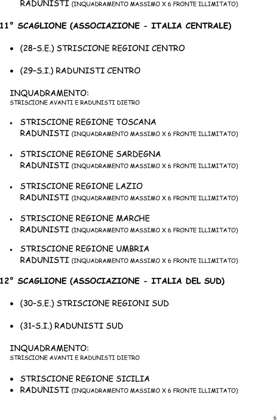 ZIONE - ITALIA CENTRALE) (28 S.E.) STRISCIONE REGIONI CENTRO (29 S.I.) RADUNISTI CENTRO INQUADRAMENTO: STRISCIONE