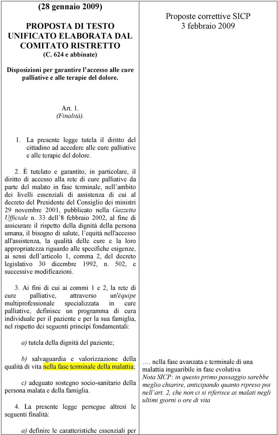 (Finalità). 1. La presente legge tutela il diritto del cittadino ad accedere alle cure palliative e alle terapie del dolore. 2.