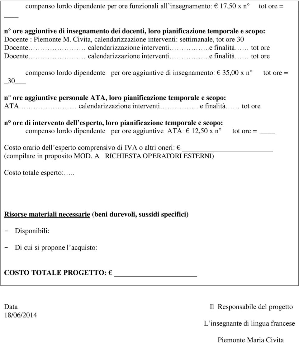 temporale e scopo: ATA calendarizzazione interventi.