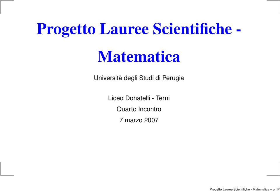 Matematica Università degli Studi di Perugia