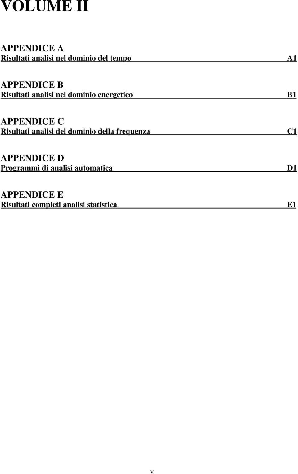 Risultati analisi del dominio della frequenza C1 APPENDICE D Programmi