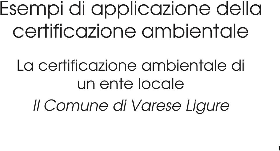 certificazione ambientale di un