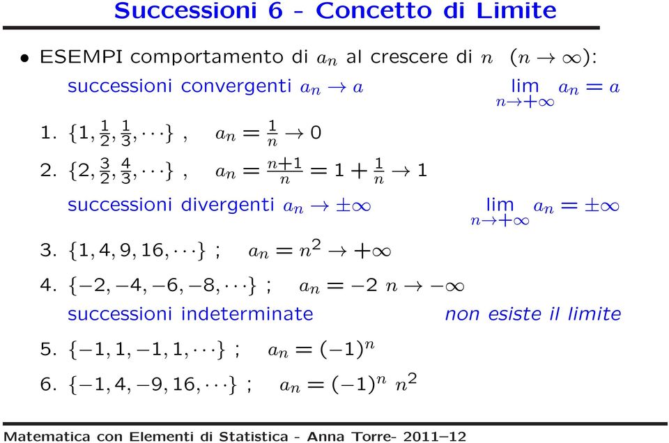 {2, 3 2, 4 3, }, a n = n+1 n = 1+ 1 n 1 successioni divergenti a n ± lim a n = ± n + 3.