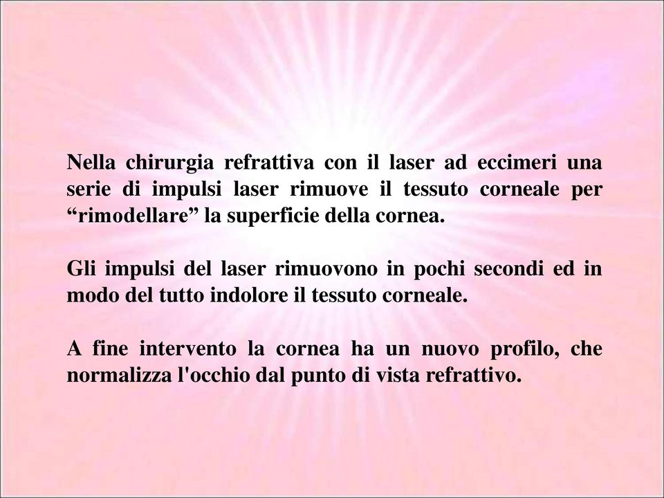 Gli impulsi del laser rimuovono in pochi secondi ed in modo del tutto indolore il