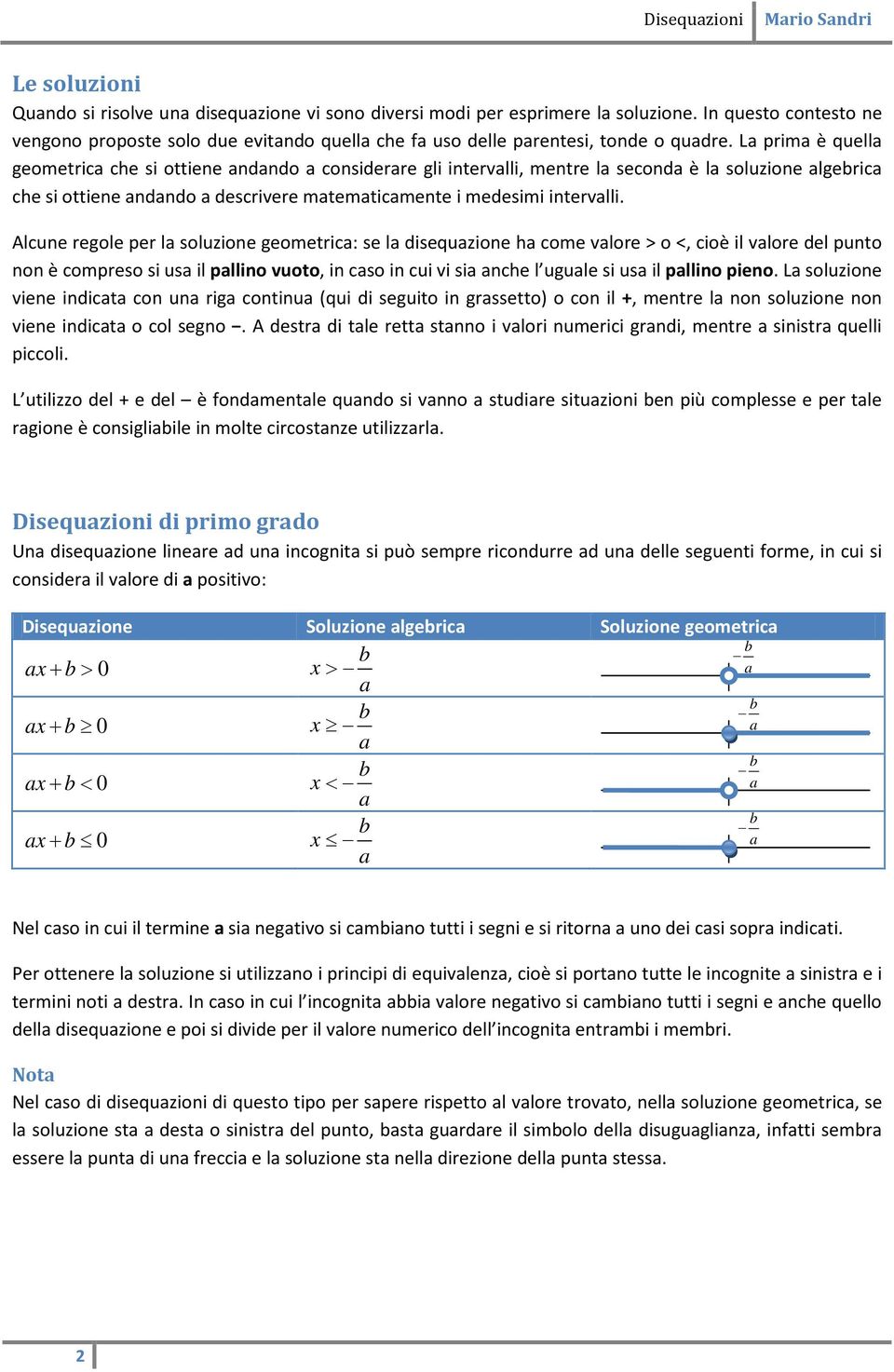 L prim è quell geometric che si ottiee ddo cosiderre gli itervlli, metre l secod è l soluzioe lgeric che si ottiee ddo descrivere mtemticmete i medesimi itervlli.