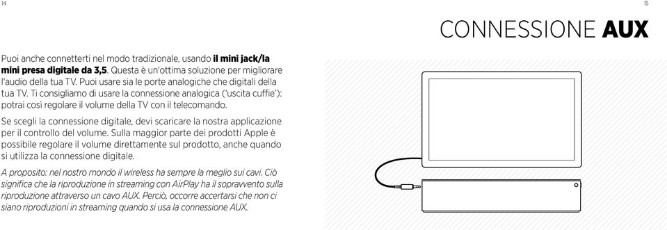 Se scegli la connessione digitale, devi scaricare la nostra applicazione per il controllo del volume.