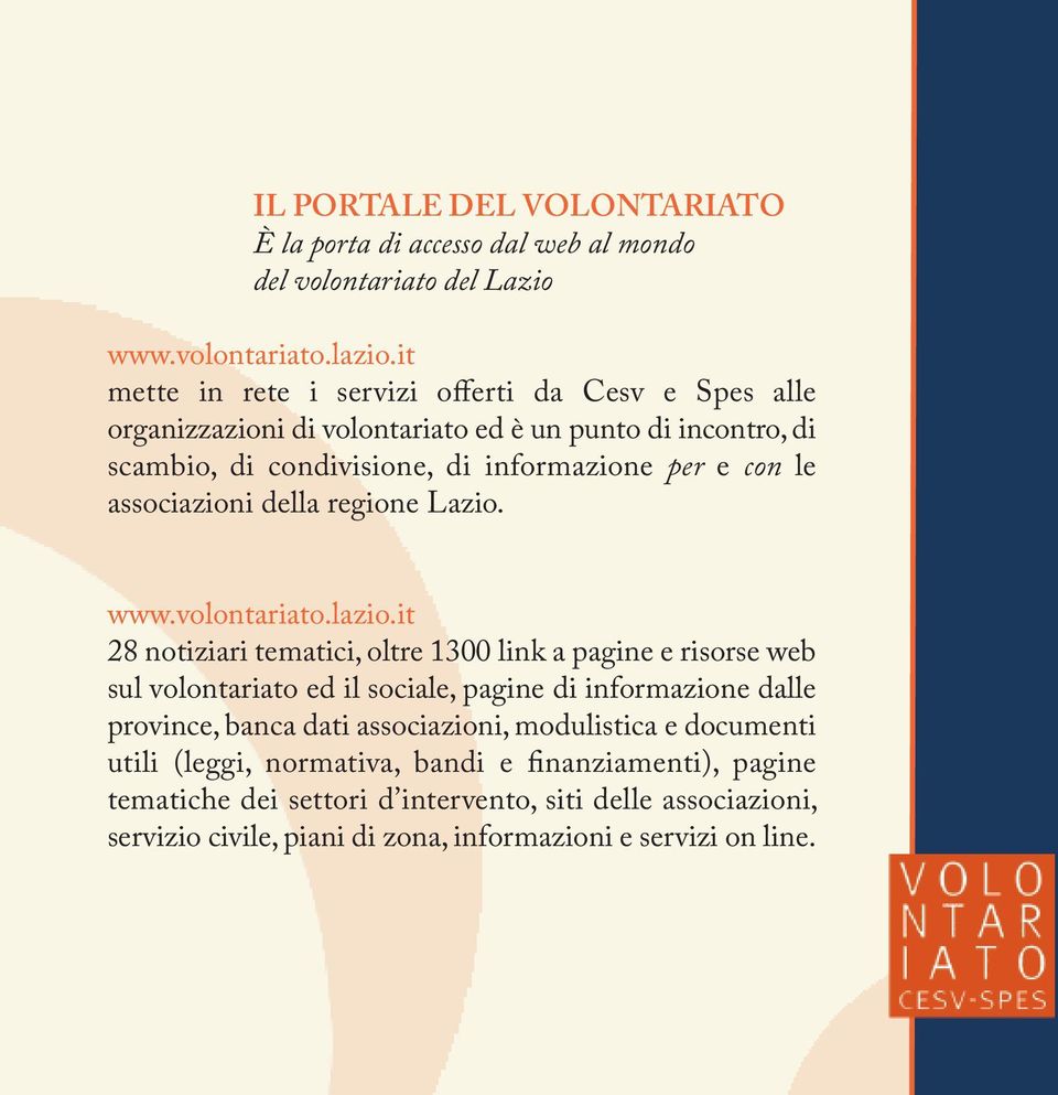 associazioni della regione Lazio. www.volontariato.lazio.