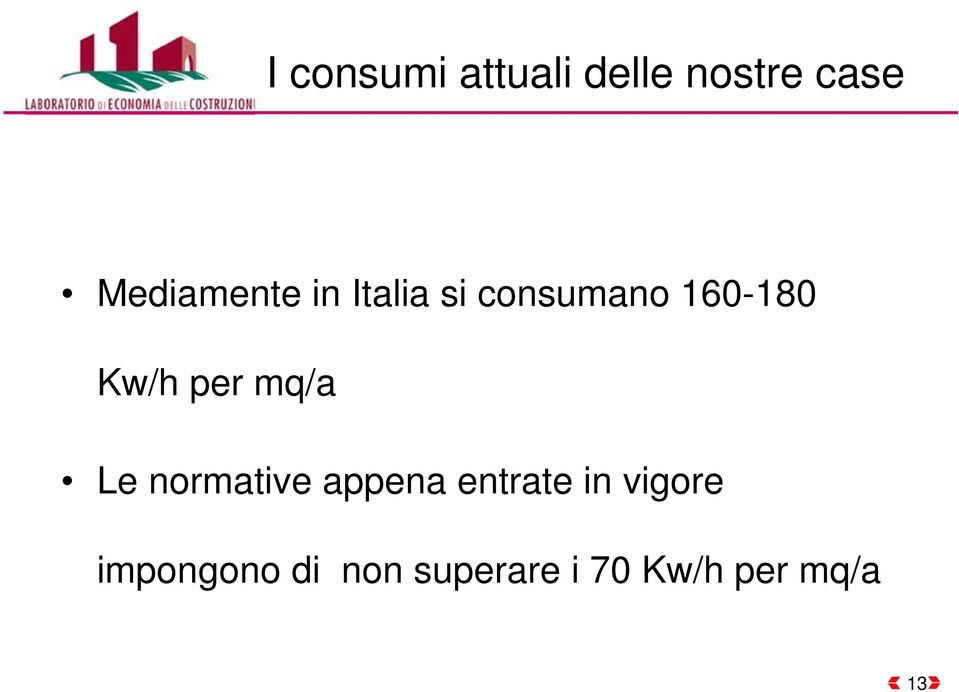 Kw/h per mq/a Le normative appena entrate in