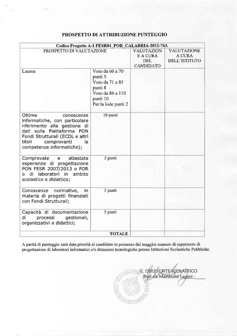 conoscenze informatiche, con pafticolare riferimento alla gestione di dati su lla Piattaforma PON Fondi Strutturali (ECDL e altri titoli comdrovanti le ComDrovate e attestate esperienze di