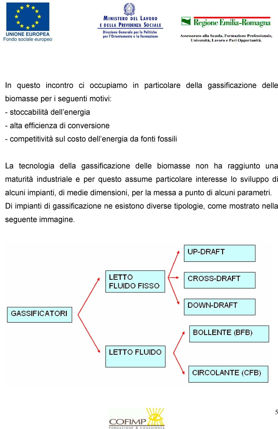 non ha raggiunto una maturità industriale e per questo assume particolare interesse lo sviluppo di alcuni impianti, di medie dimensioni,