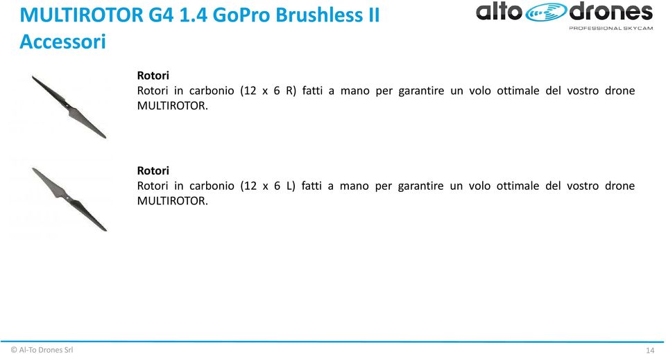 fatti a mano per garantire un volo ottimale del vostro drone MULTIROTOR.