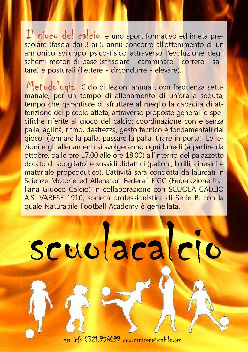 Metodologia Ciclo di lezioni annuali, con frequenza settimanale, per un tempo di allenamento di un ora a seduta, tempo che garantisce di sfruttare al meglio la capacità di attenzione del piccolo