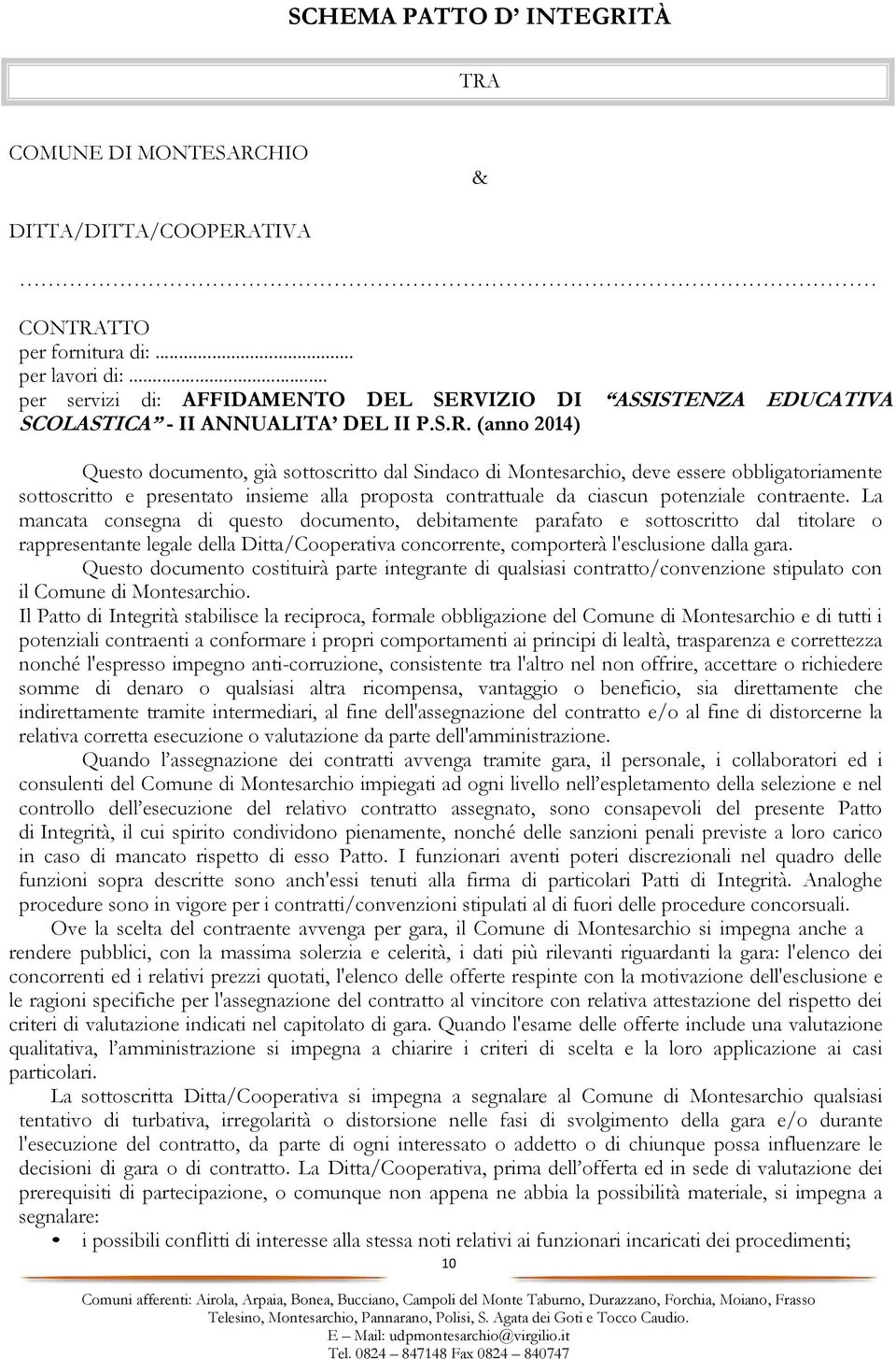 IZIO DI ASSISTENZA EDUCATIVA SCOLASTICA - II ANNUALITA DEL II P.S.R.