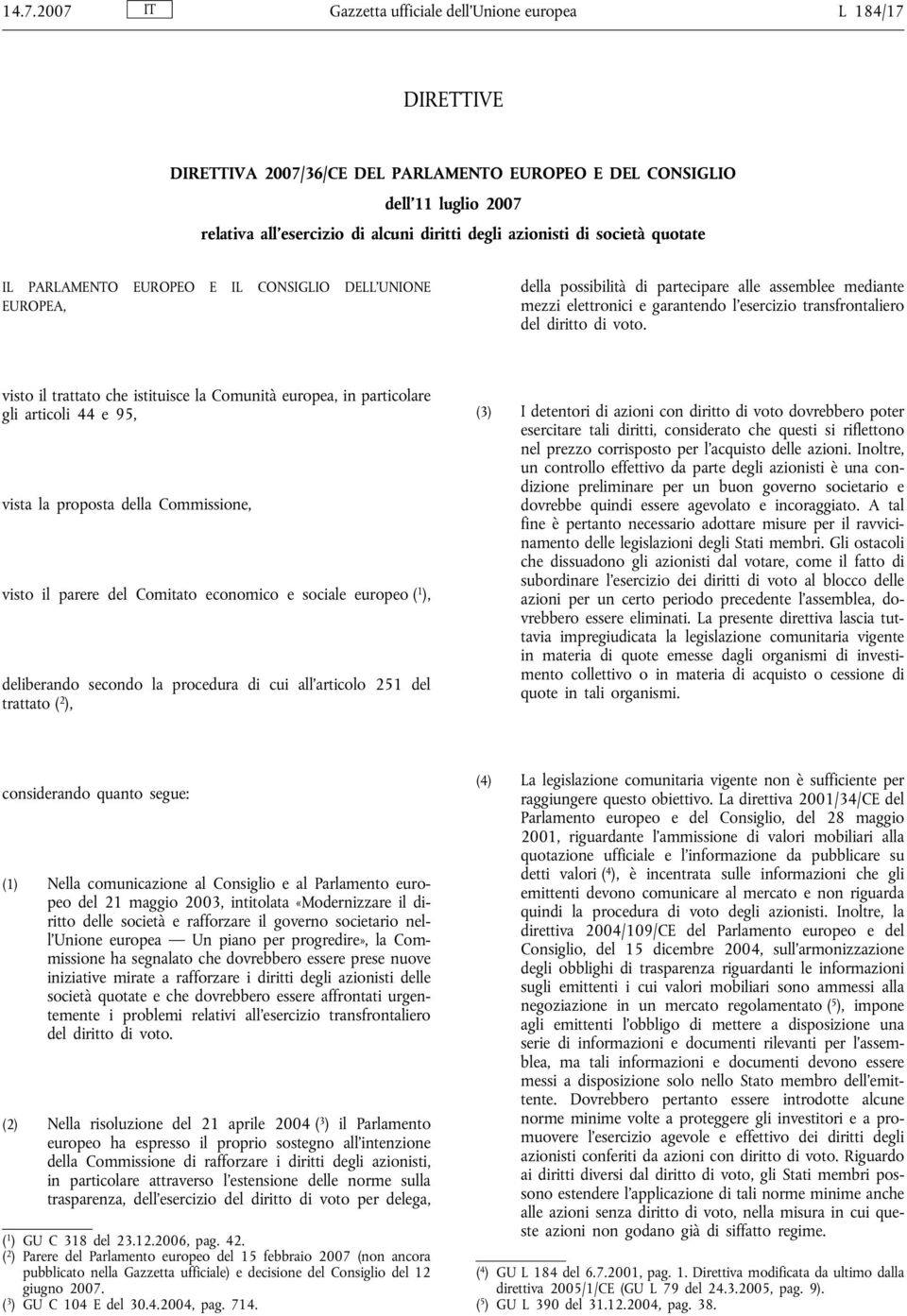 transfrontaliero del diritto di voto.