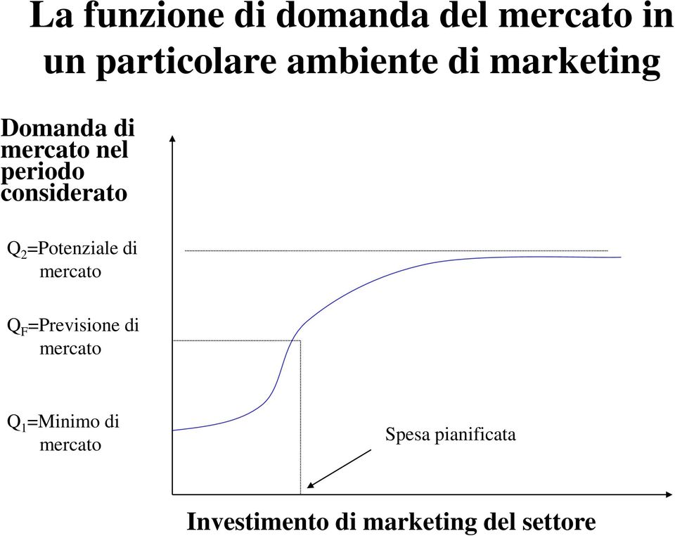 =Potenziale di mercato Q F =Previsione di mercato Q 1 =Minimo