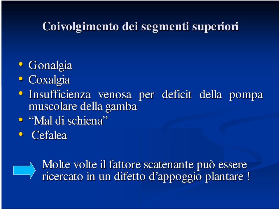 della gamba Mal di schiena Cefalea Molte volte il fattore