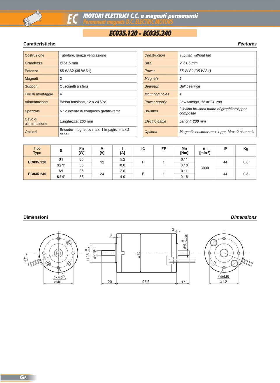 mm Potenza W (3 W 1) Magneti Power W (3 W 1) Magnets upporti Cuscinetti a sfera Bearings Ball bearings Fori di montaggio Mounting holes Alimentazione Bassa tensione, o Vcc Power supply Low voltage,