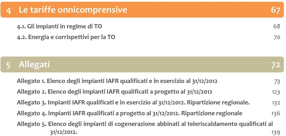 Elenco degli impianti IAFR qualificati a progetto al 31/12/2012 123 Allegato 3. Impianti IAFR qualificati e in esercizio al 31/12/2012.