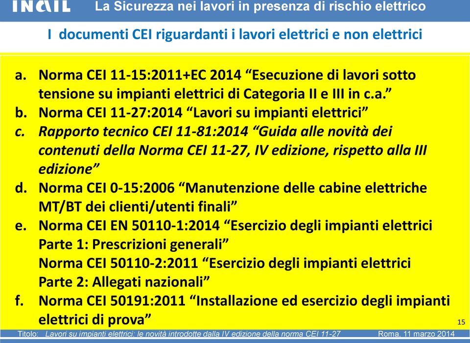 Norma CEI 0-15:2006 Manutenzione delle cabine elettriche MT/BT dei clienti/utenti finali e.