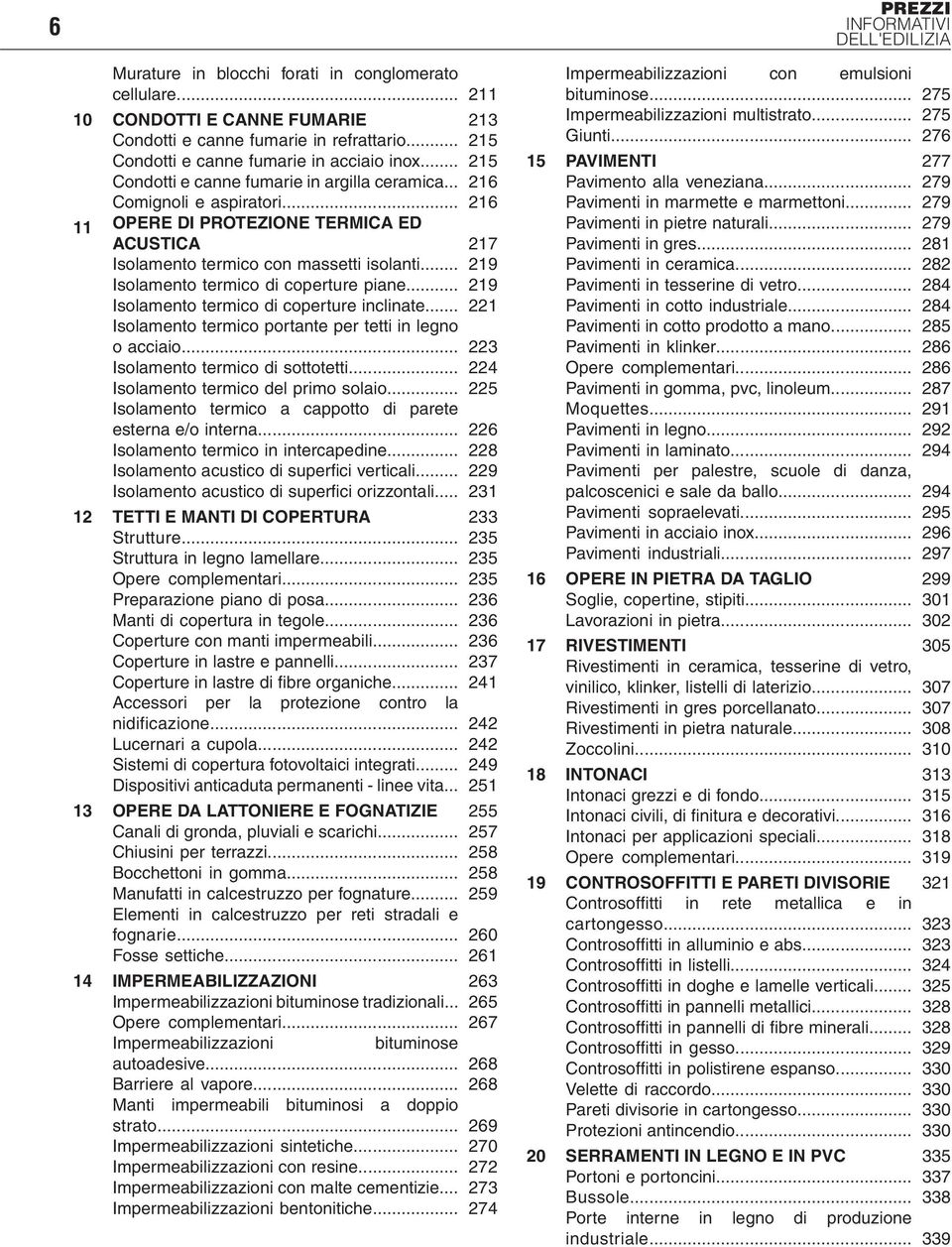 .. 216 OPERE DI PROTEZIONE TERMICA ED ACUSTICA 217 Isolamento termico con massetti isolanti... 219 Isolamento termico di coperture piane... 219 Isolamento termico di coperture inclinate.