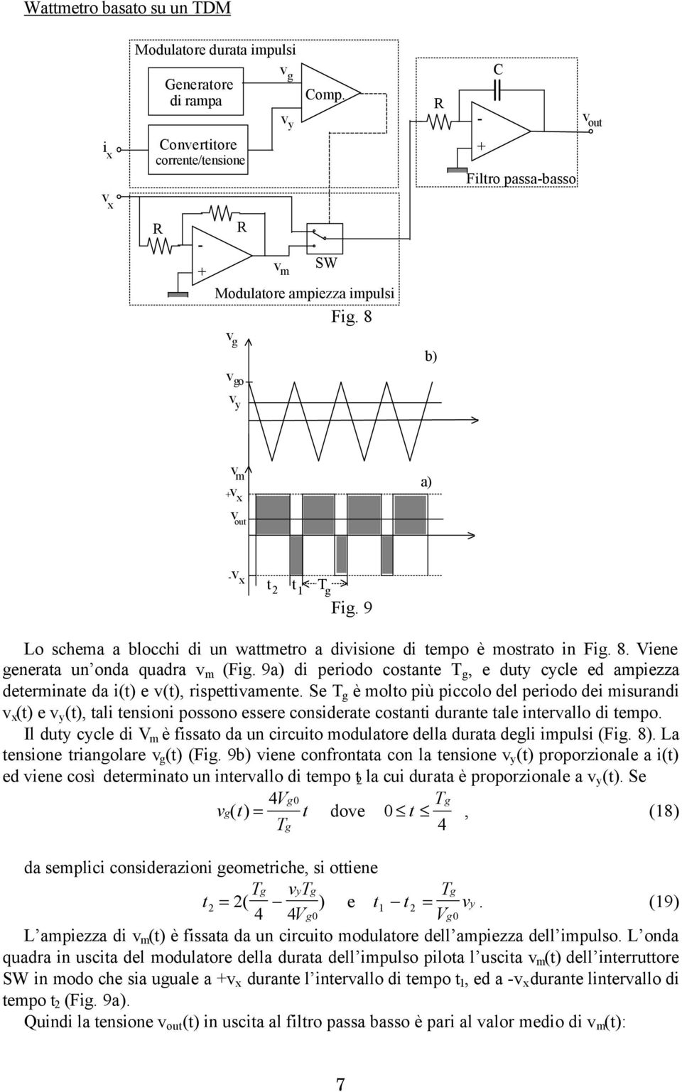 9a) di periodo costante T g, e duty cycle ed ampiezza determinate da i(t) e v(t), rispettivamente.