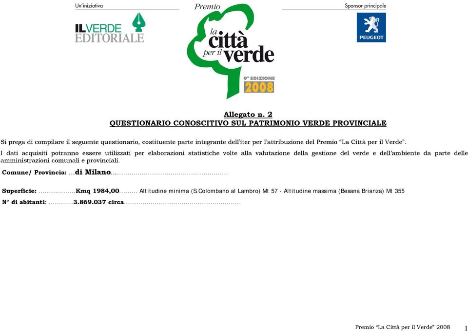 attribuzione del Premio La Città per il Verde.