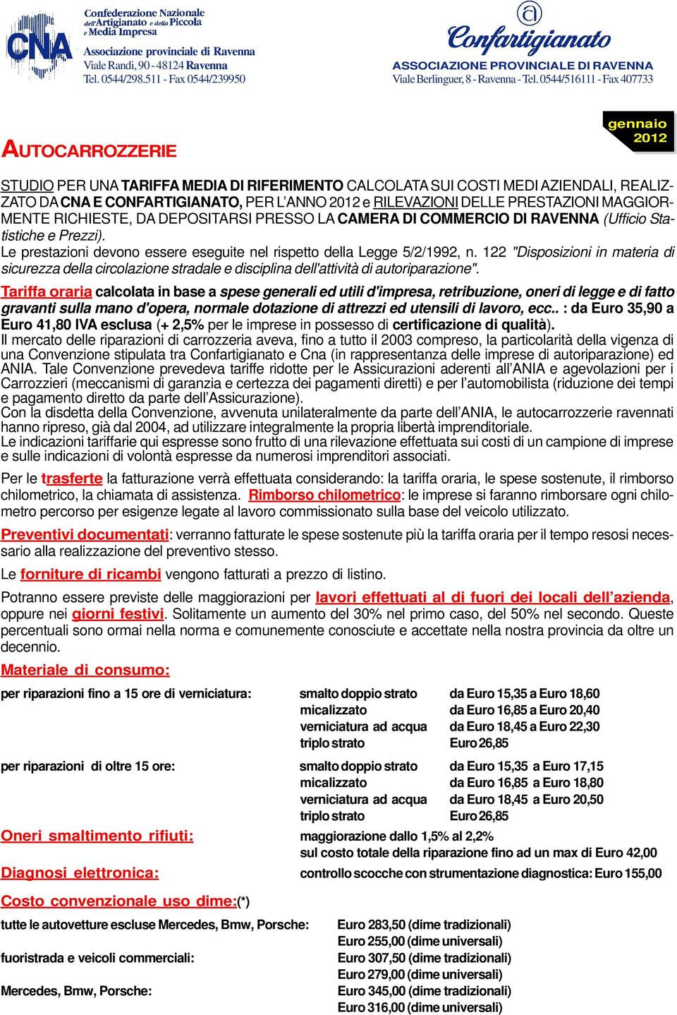 Il mercato delle riparazioni di carrozzeria aveva, fino a tutto il 2003 compreso, la particolarità della vigenza di una Convenzione stipulata tra Confartigianato e Cna (in rappresentanza delle