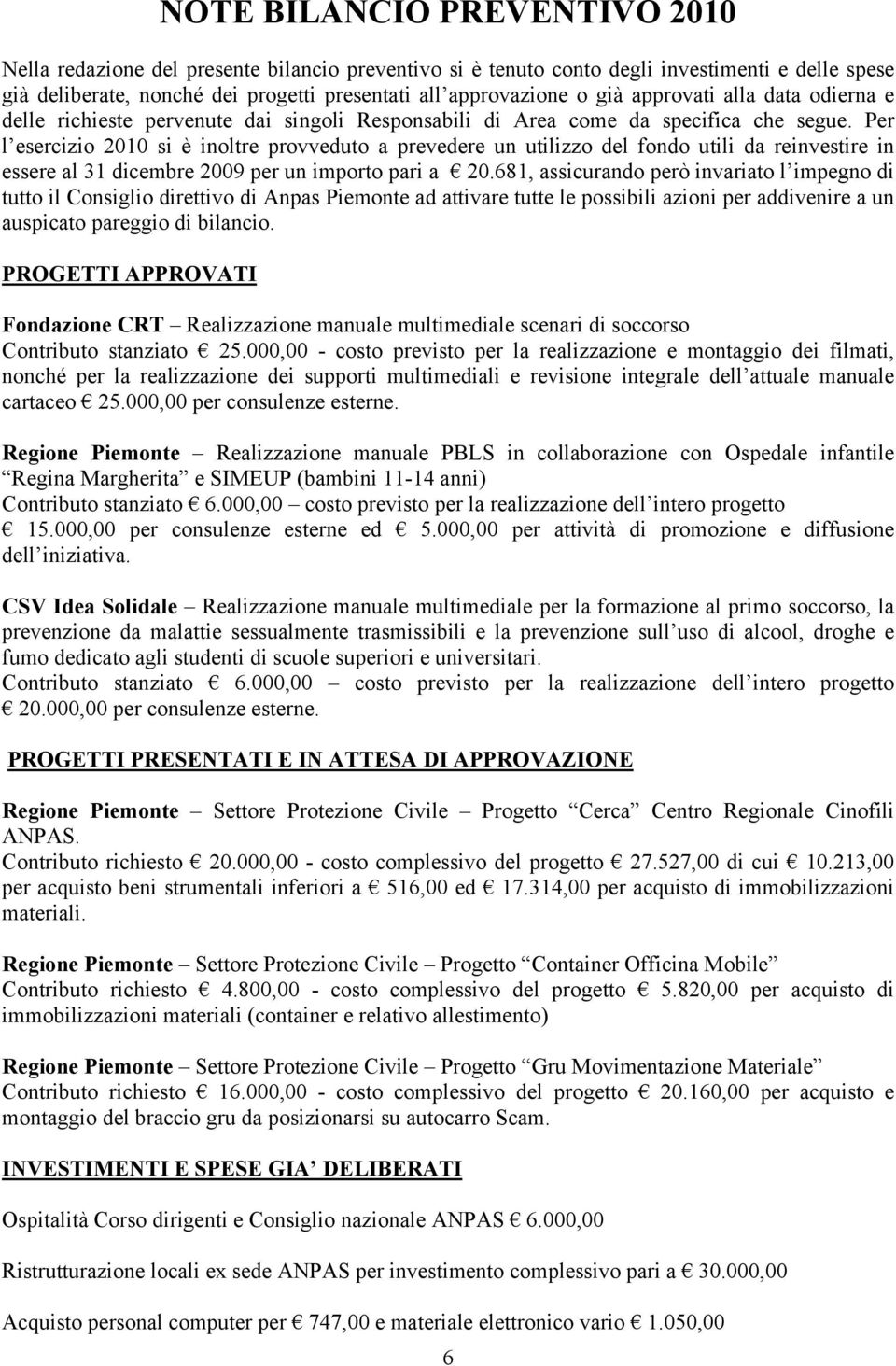 Per l esercizio si è inoltre provveduto a prevedere un utilizzo del fondo utili da reinvestire in essere al 31 dicembre per un importo pari a 20.