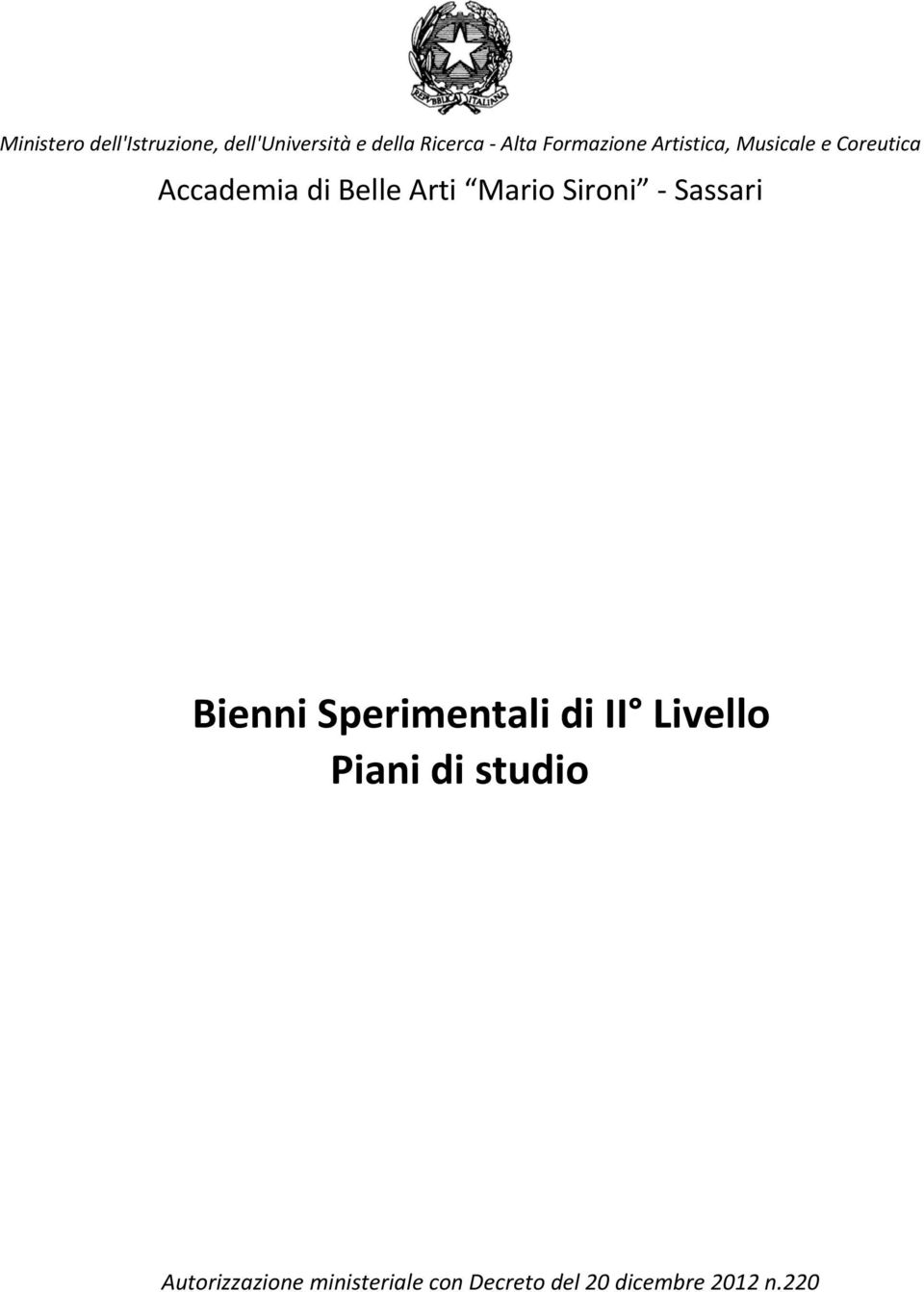 Mario Sironi Sassari Bienni Sperimentali di II Livello Piani di