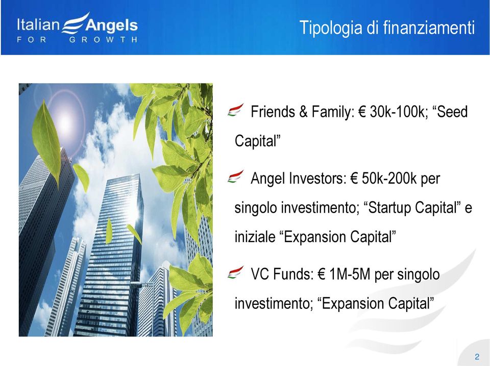 investimento; Startup Capital e iniziale Expansion