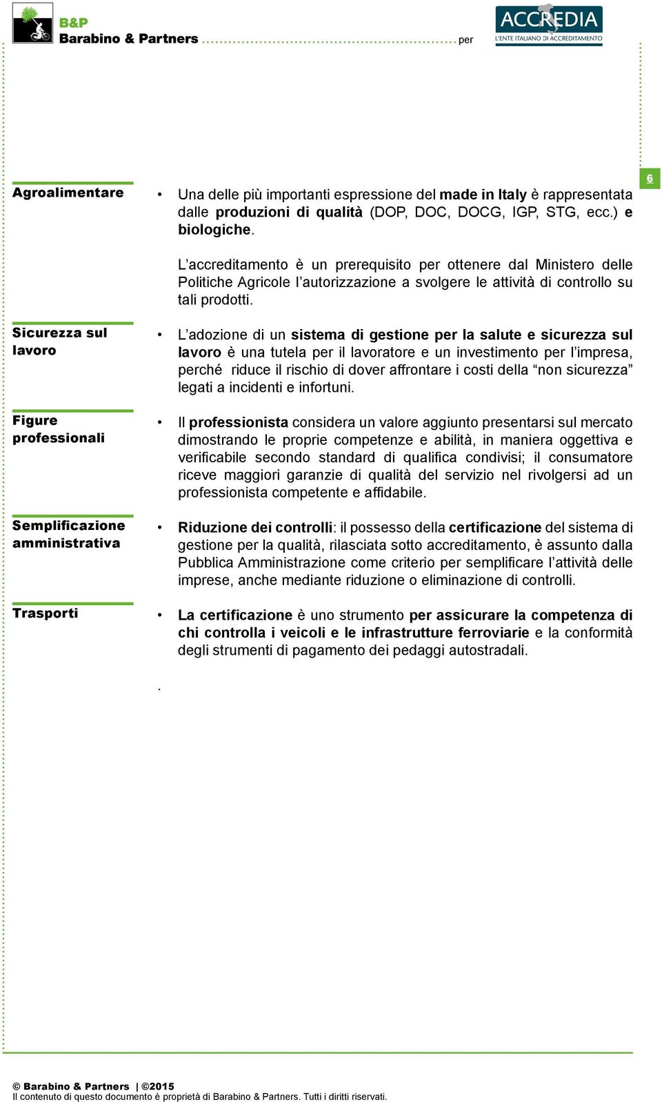 L accreditamento è un prerequisito per ottenere dal Ministero delle Politiche Agricole l autorizzazione a svolgere le attività di controllo su tali prodotti.