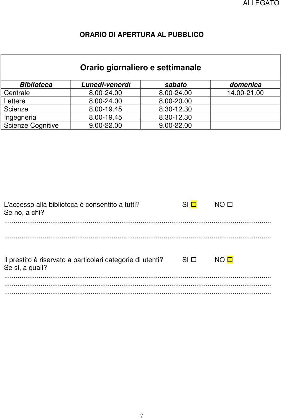 30 Ingegneria 8.00-19.45 8.30-12.30 Scienze Cognitive 9.00-22.00 9.00-22.00 L'accesso alla biblioteca è consentito a tutti?