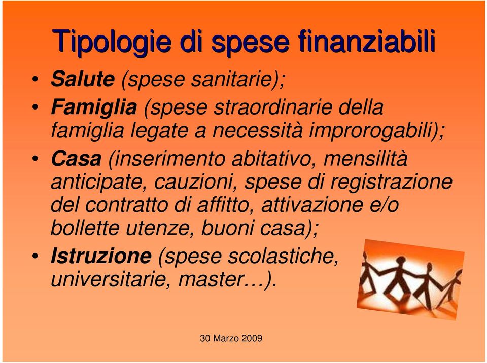 mensilità anticipate, cauzioni, spese di registrazione del contratto di affitto,