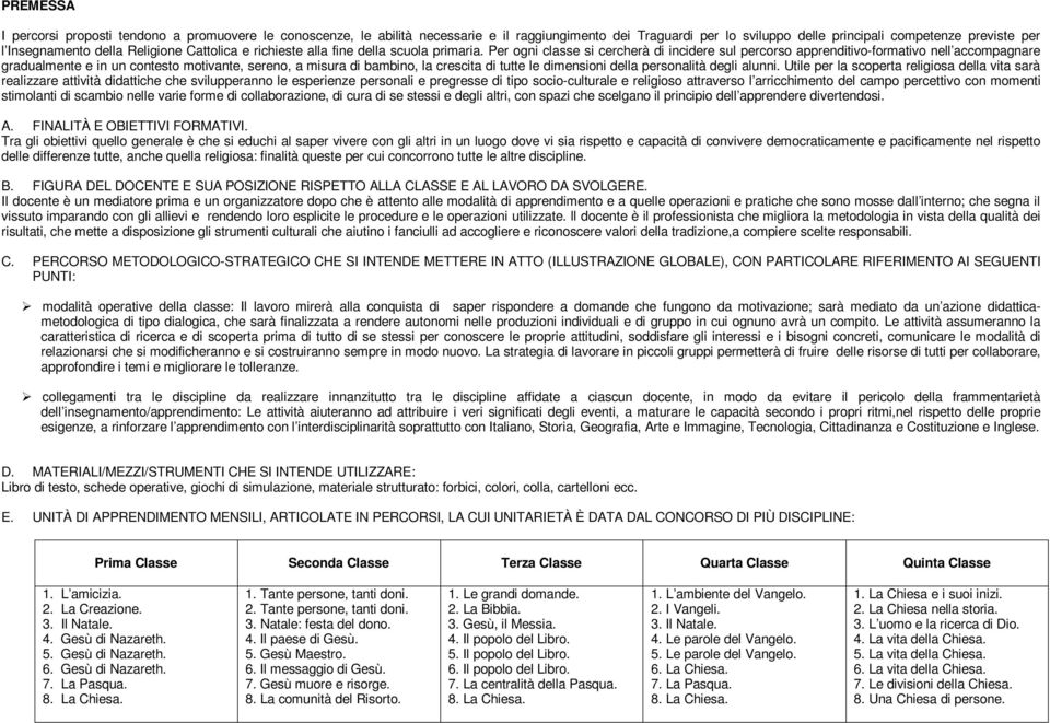 Pr ogni class si crchrà di incidr sul prcorso apprnditivo-formativo nll accompagnar gradualmnt in un contsto motivant, srno, a misura di bambino, la crscita di tutt l dimnsioni dlla prsonalità dgli