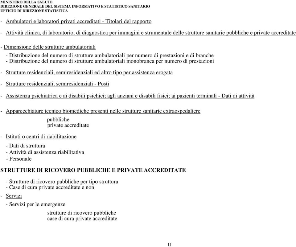 ambulatoriali monobranca per numero di prestazioni - Strutture residenziali, semiresidenziali ed altro tipo per assistenza erogata - Strutture residenziali, semiresidenziali - Posti - Assistenza