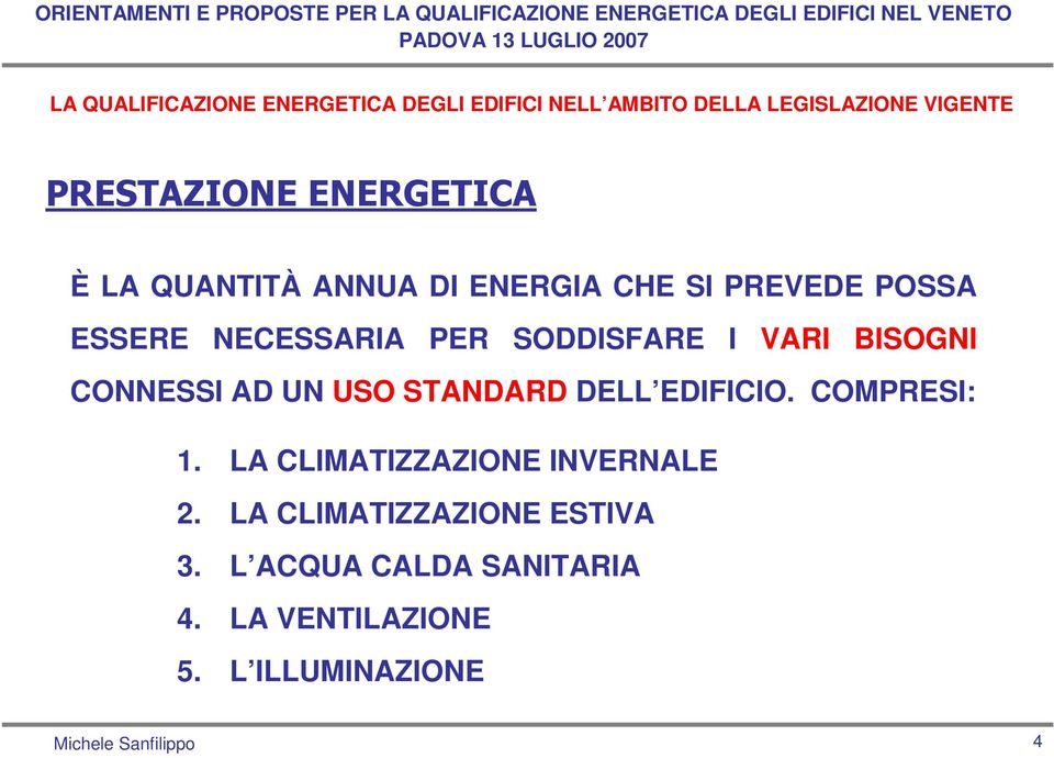 DELL EDIFICIO. COMPRESI: 1. LA CLIMATIZZAZIONE INVERNALE 2.