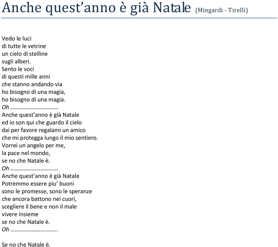 .. Anche quest anno è già Natale ed io son qui che guardo il cielo dai per favore regalami un amico che mi protegga lungo il mio sentiero.