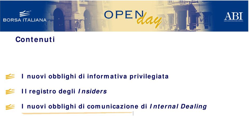 registro degli Insiders I nuovi