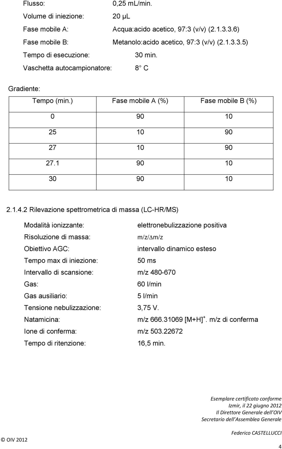 2 Rilevazione spettrometrica di massa (LC-HR/MS) Modalità ionizzante: elettronebulizzazione positiva Risoluzione di massa: m/z/ m/z Obiettivo AGC: intervallo dinamico esteso Tempo max di