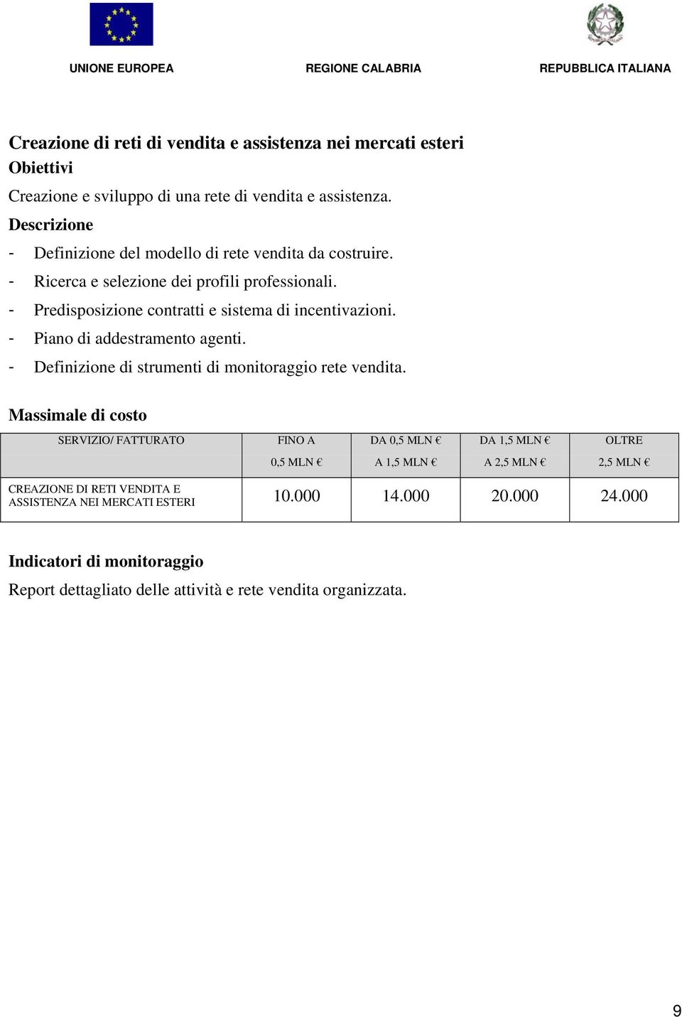 - Predisposizione contratti e sistema di incentivazioni. - Piano di addestramento agenti.