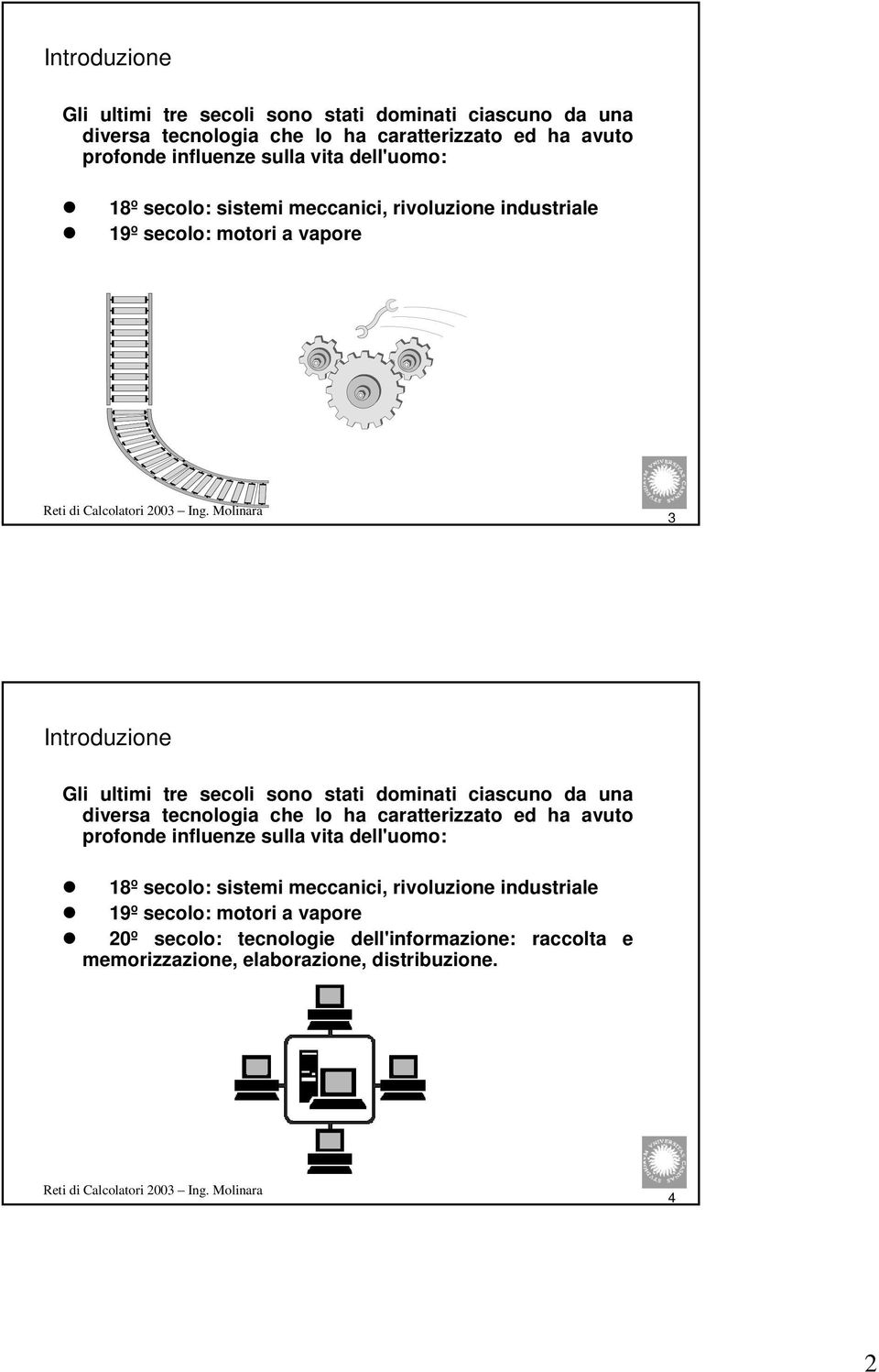 rivoluzione industriale 19º secolo: motori a vapore 20º secolo: tecnologie dell'informazione: raccolta e memorizzazione, elaborazione, distribuzione.