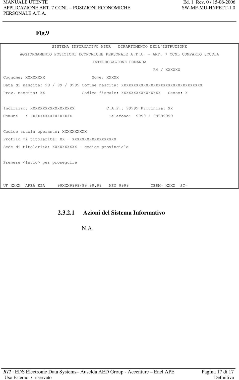 nascita: XX Codice fiscale: XXXXXXXXXXXXXXXX Sesso: X Indirizzo: XXXXXXXXXXXXXXXXXX C.A.P.